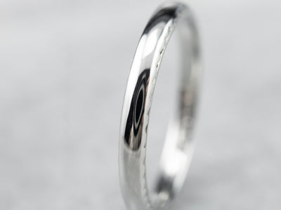 Vintage White Gold Wedding Band with Etched Profile
