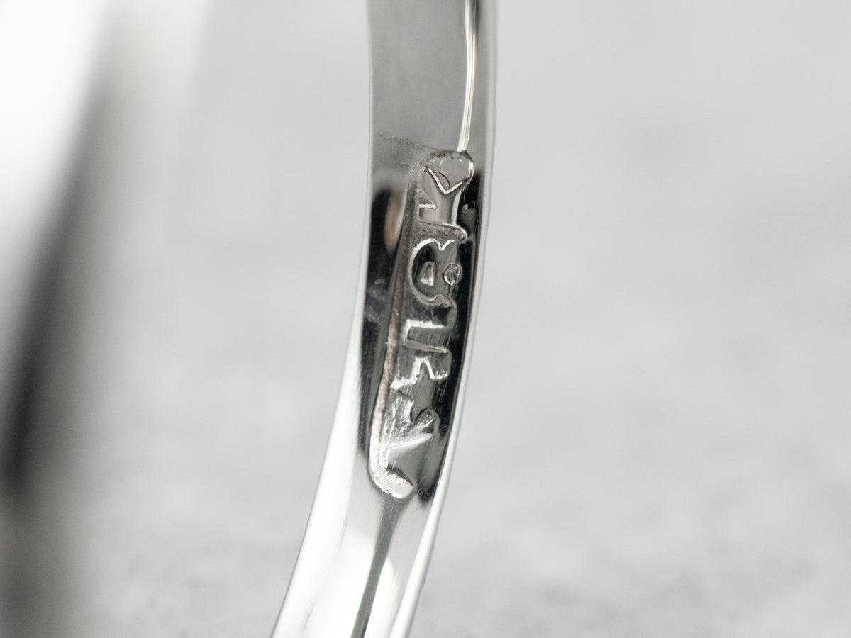 Vintage White Gold Wedding Band with Etched Profile