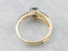 Asymmetrical Modernist Sapphire Diamond Gold Ring