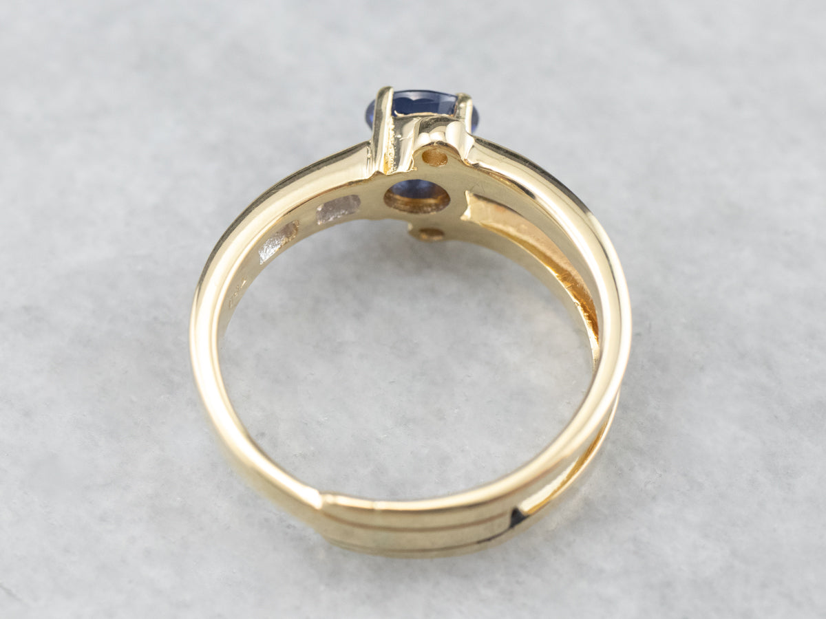 Asymmetrical Modernist Sapphire Diamond Gold Ring