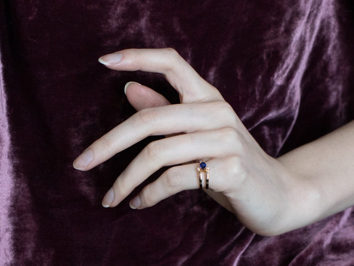 Asymmetrical Modernist Sapphire Diamond Gold Ring