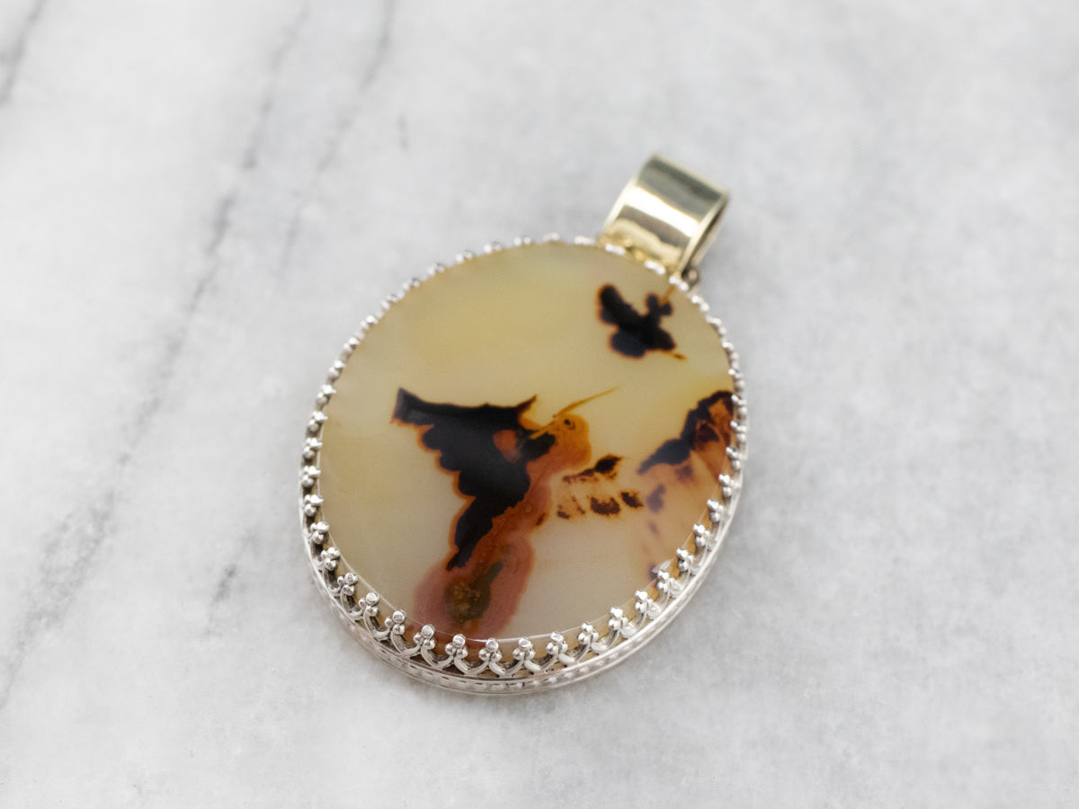 Mixed Metal Dendritic Agate Pendant