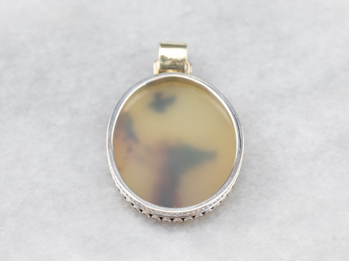 Mixed Metal Dendritic Agate Pendant