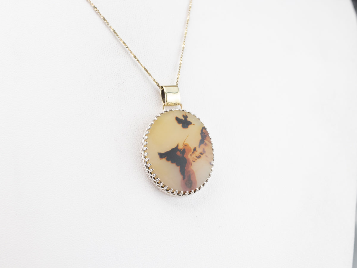 Mixed Metal Dendritic Agate Pendant