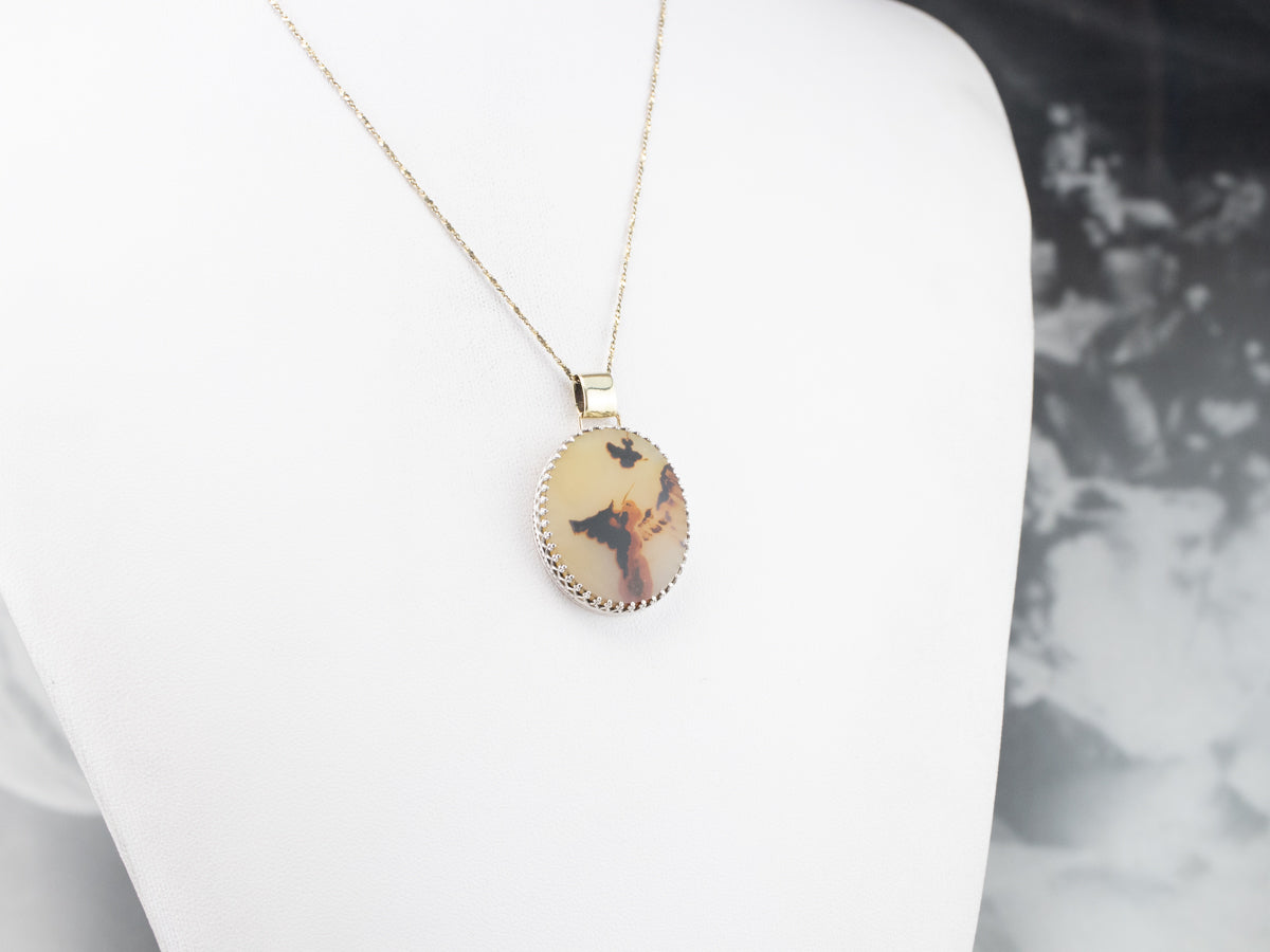 Mixed Metal Dendritic Agate Pendant