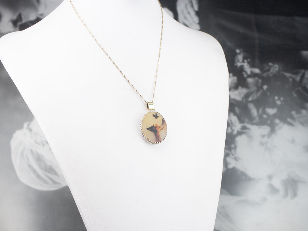 Mixed Metal Dendritic Agate Pendant