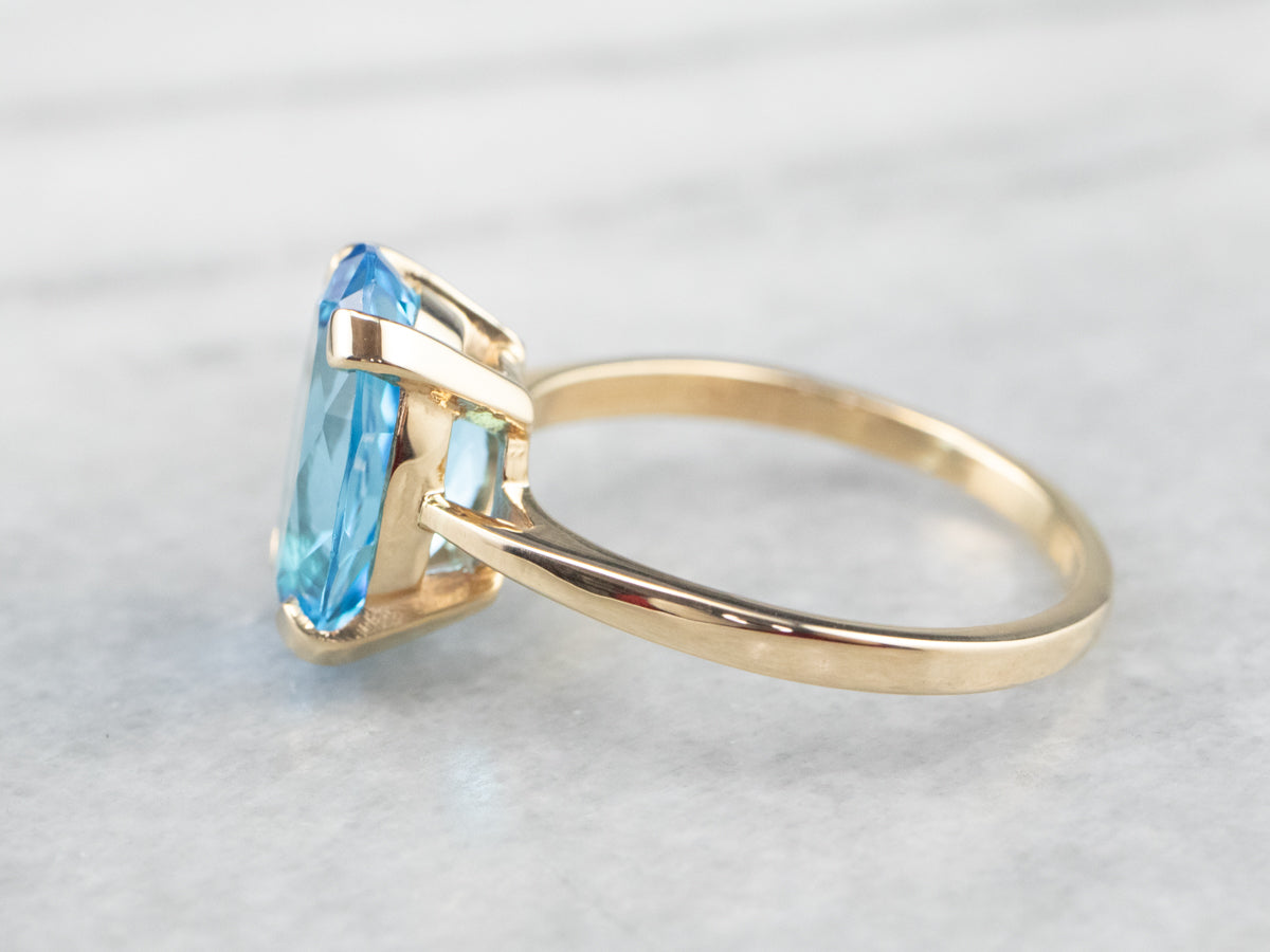 Yellow Gold Blue Topaz Cocktail Ring