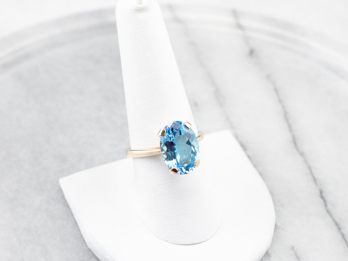Yellow Gold Blue Topaz Cocktail Ring
