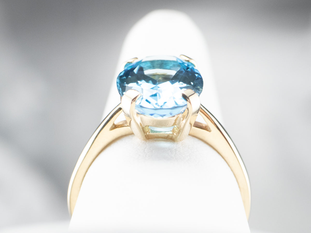 Yellow Gold Blue Topaz Cocktail Ring