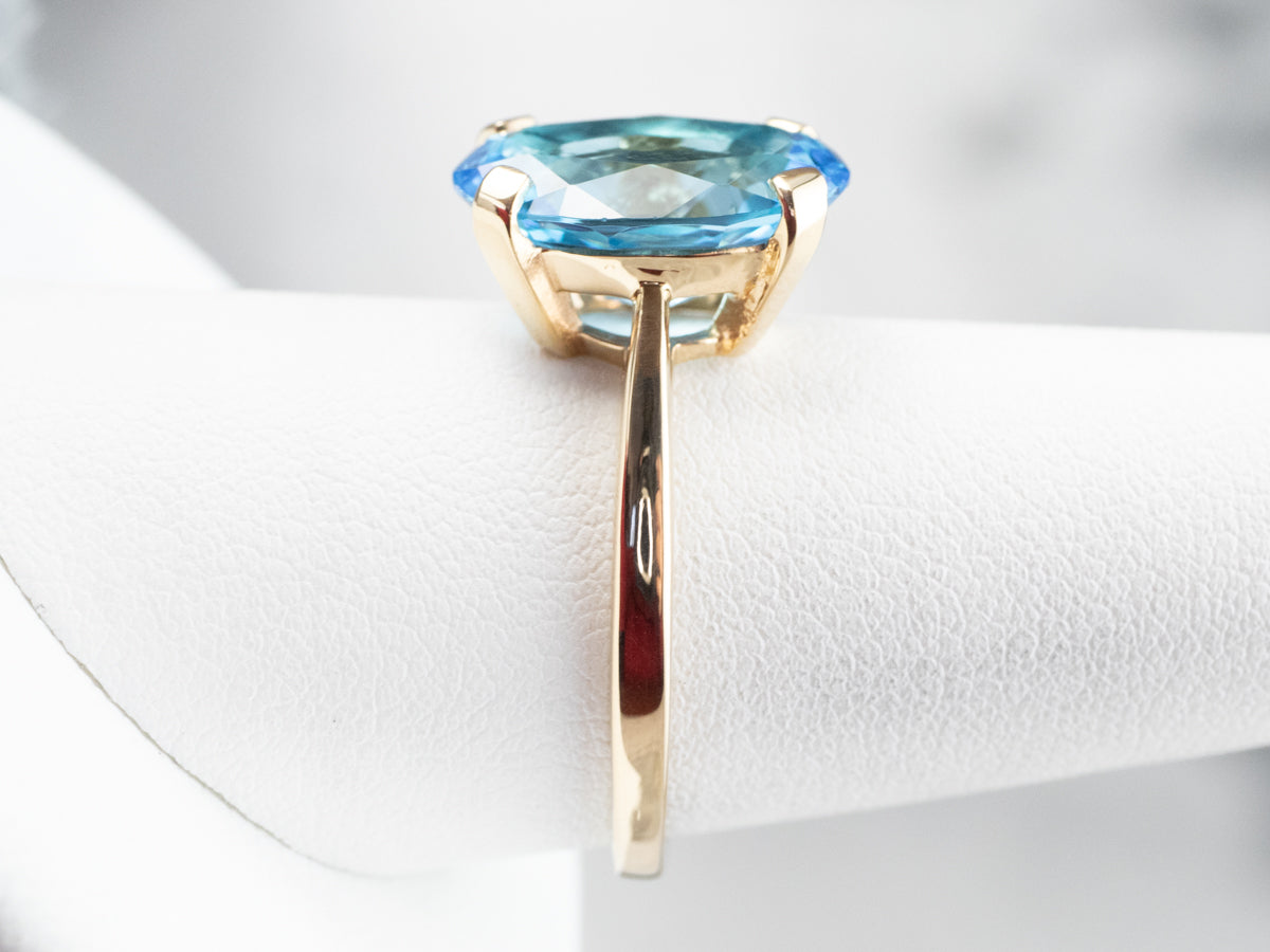 Yellow Gold Blue Topaz Cocktail Ring
