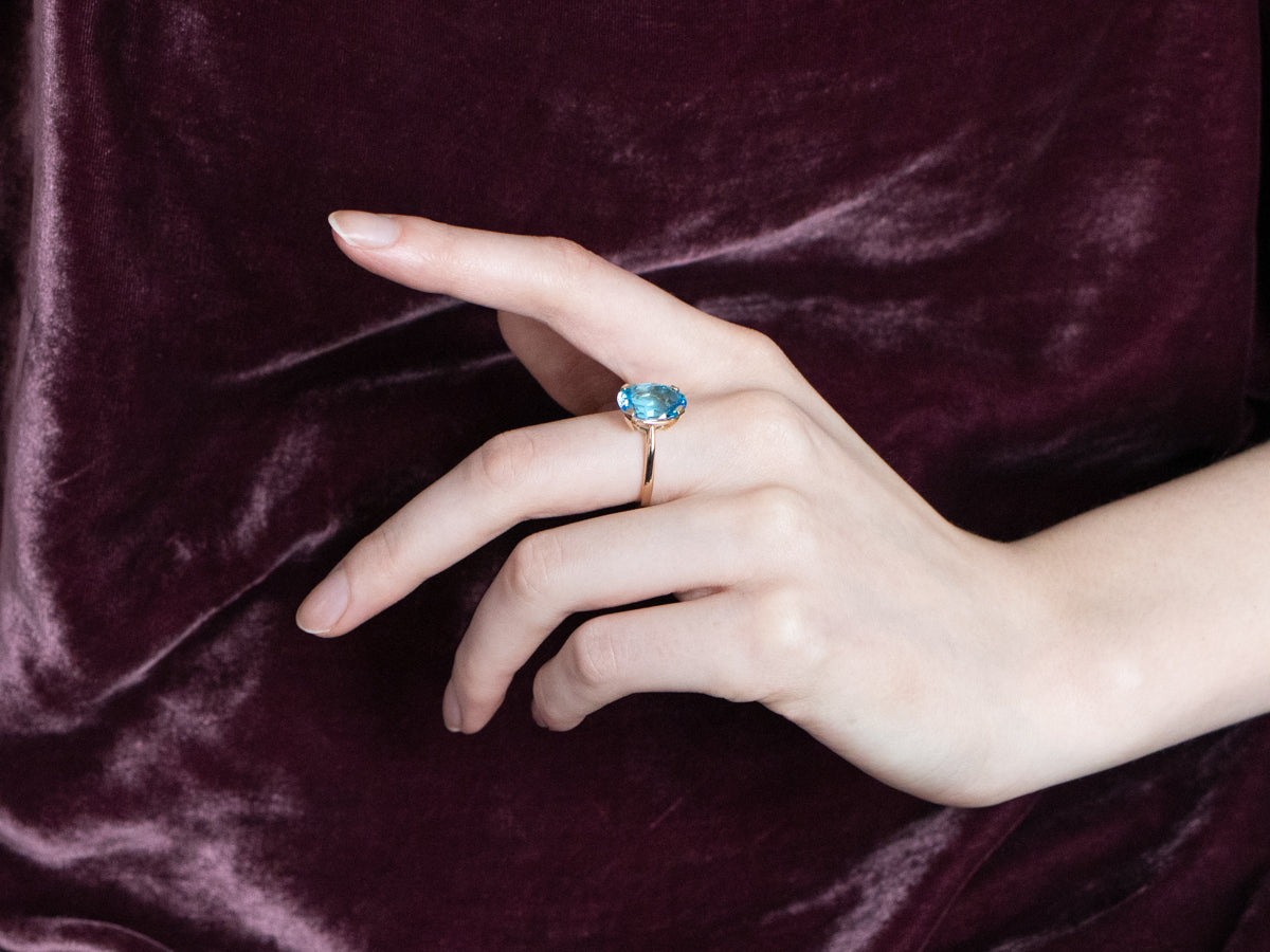Yellow Gold Blue Topaz Cocktail Ring