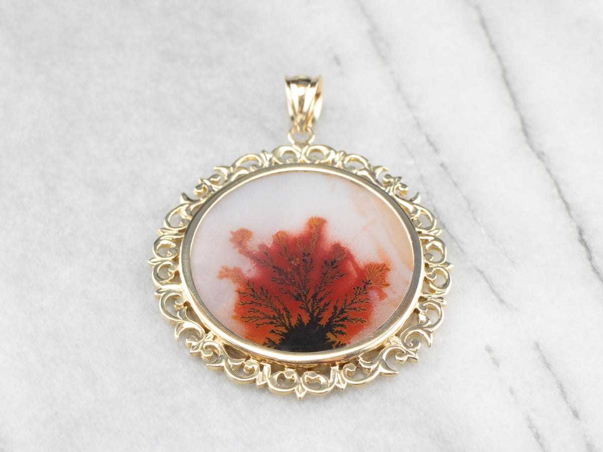 Gold Shazar Stone Agate Pendant