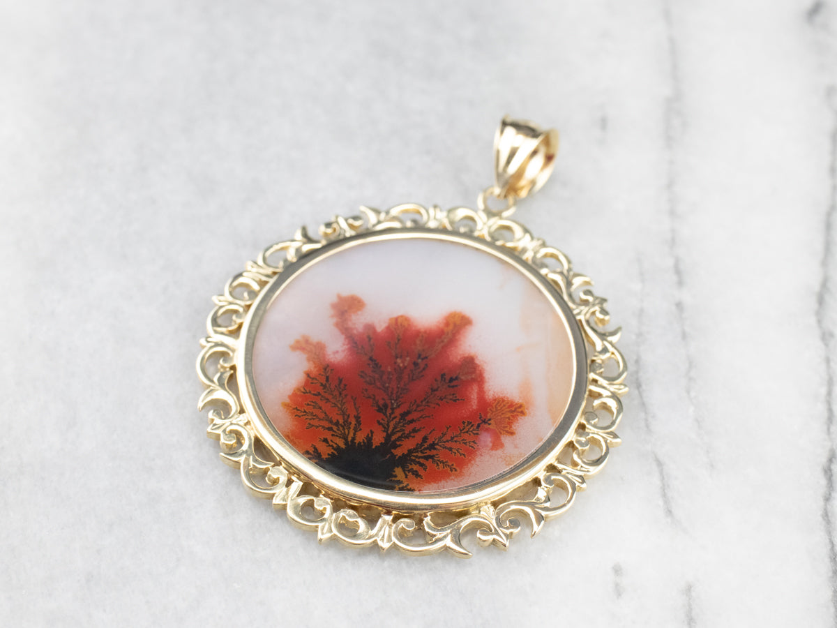 Gold Shazar Stone Agate Pendant