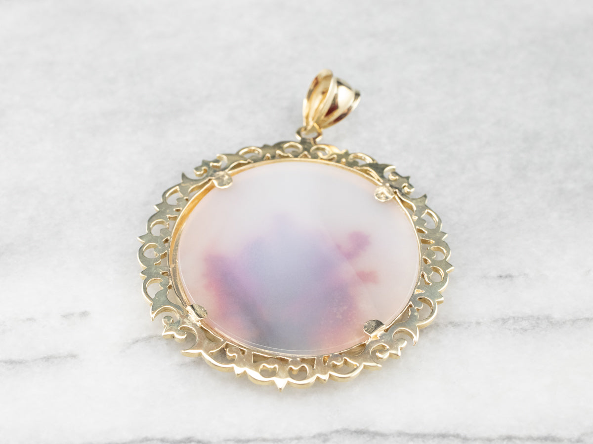 Gold Shazar Stone Agate Pendant