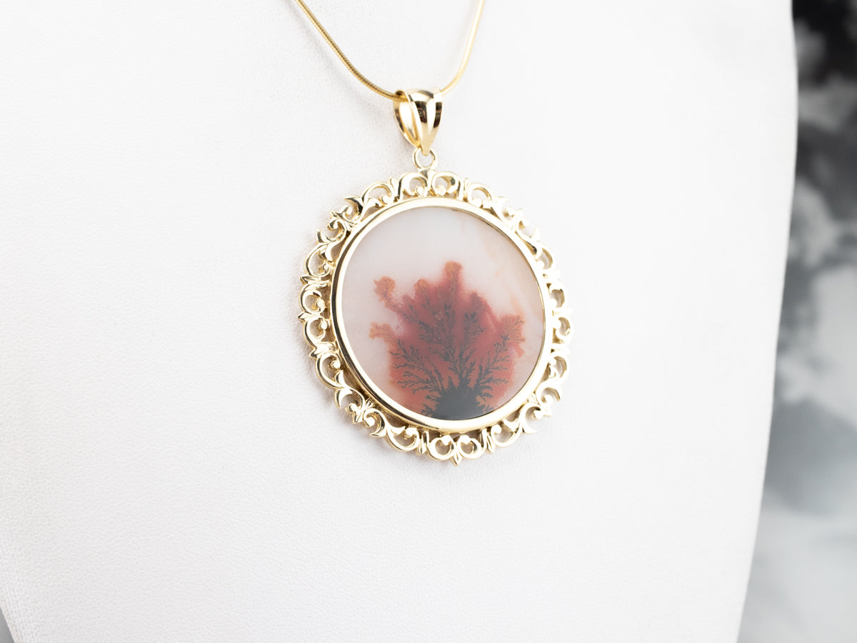 Gold Shazar Stone Agate Pendant
