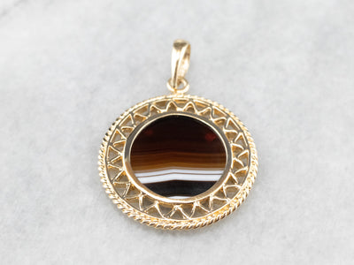 Mid Century Banded Agate Pendant