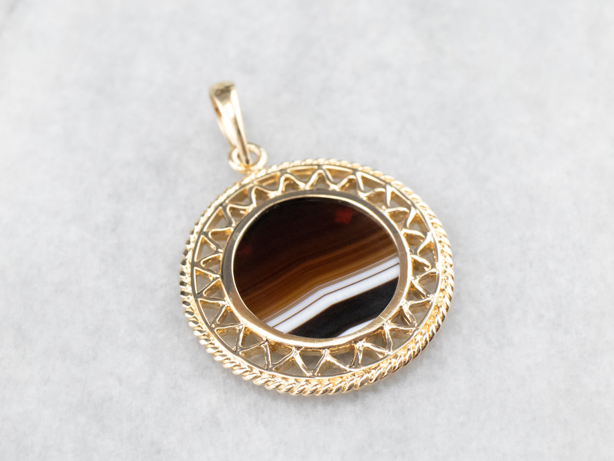 Mid Century Banded Agate Pendant
