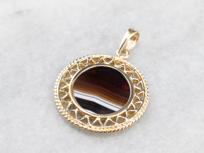 Mid Century Banded Agate Pendant