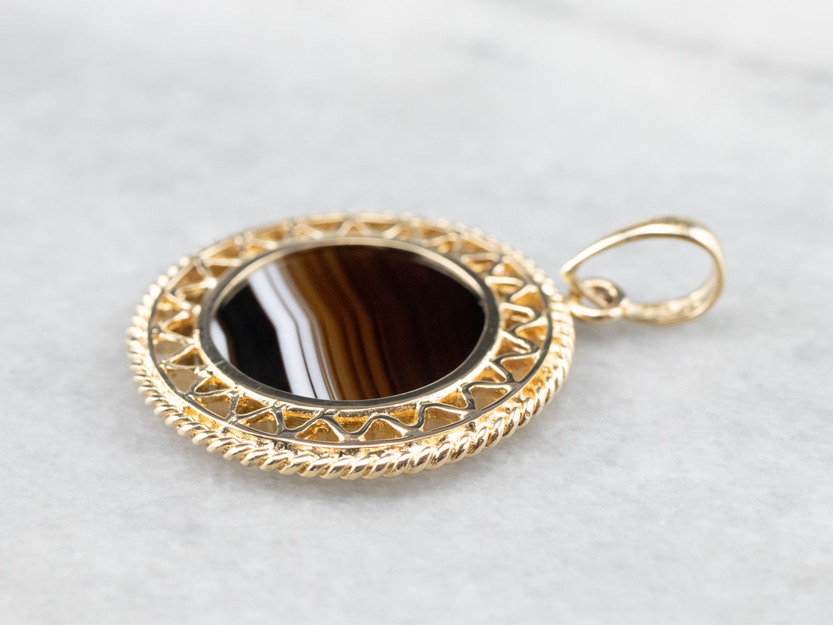 Mid Century Banded Agate Pendant
