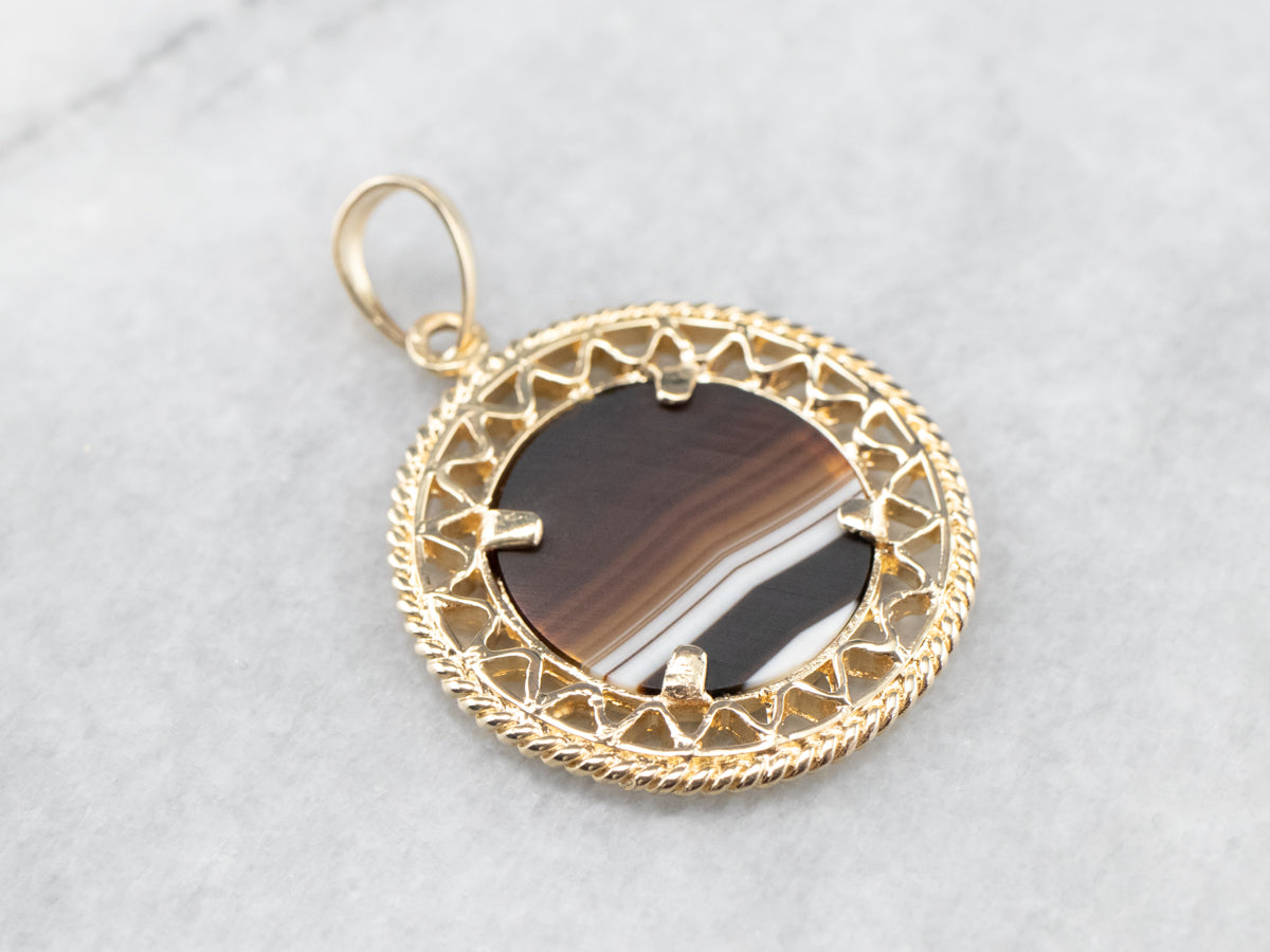 Mid Century Banded Agate Pendant