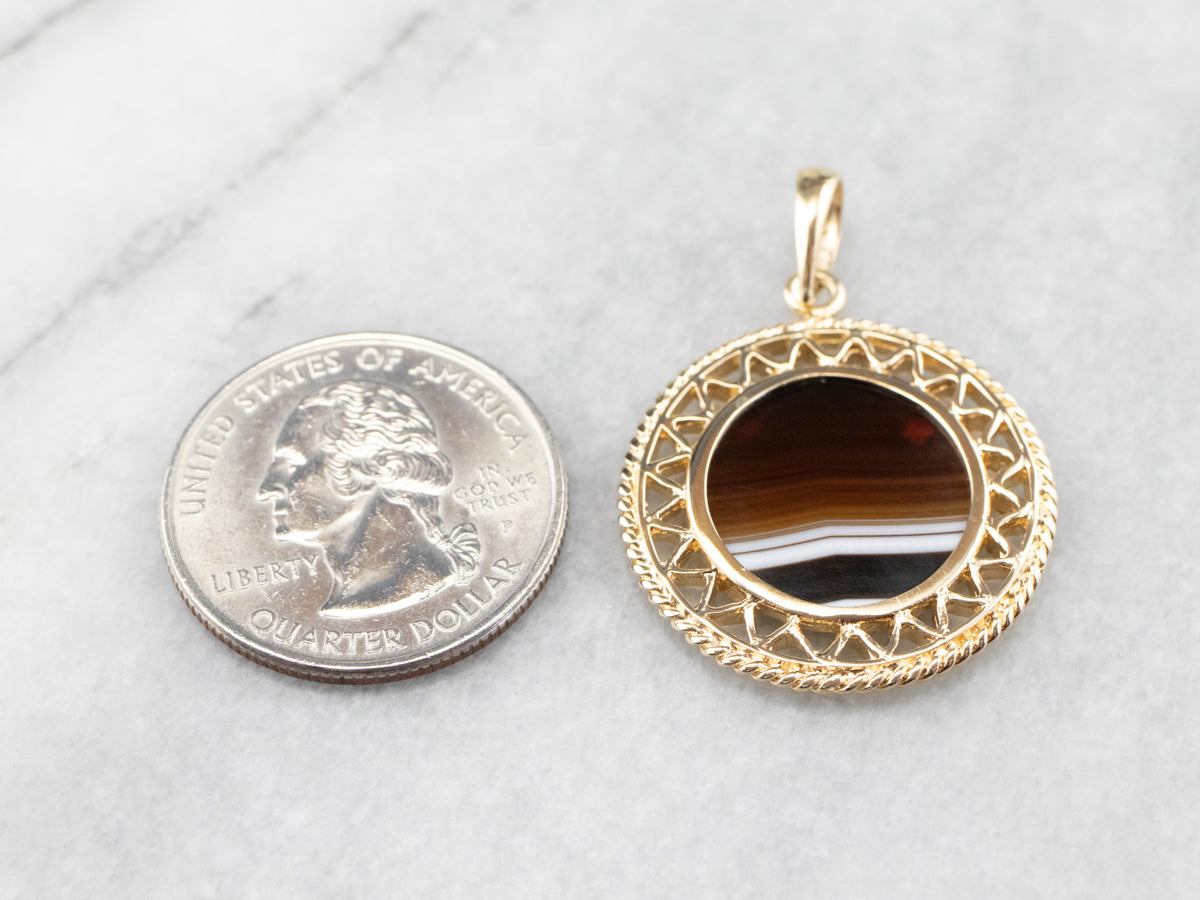 Mid Century Banded Agate Pendant