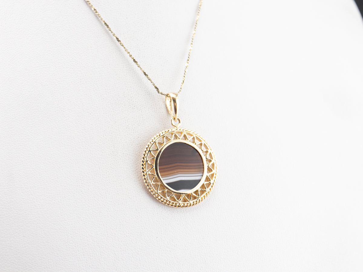 Mid Century Banded Agate Pendant