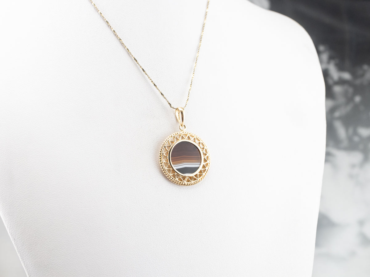 Mid Century Banded Agate Pendant