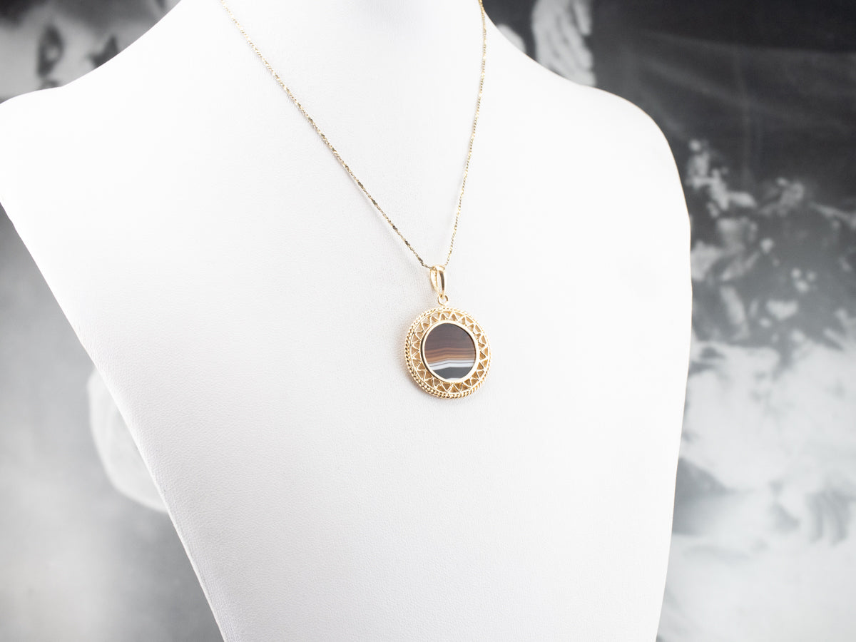 Mid Century Banded Agate Pendant