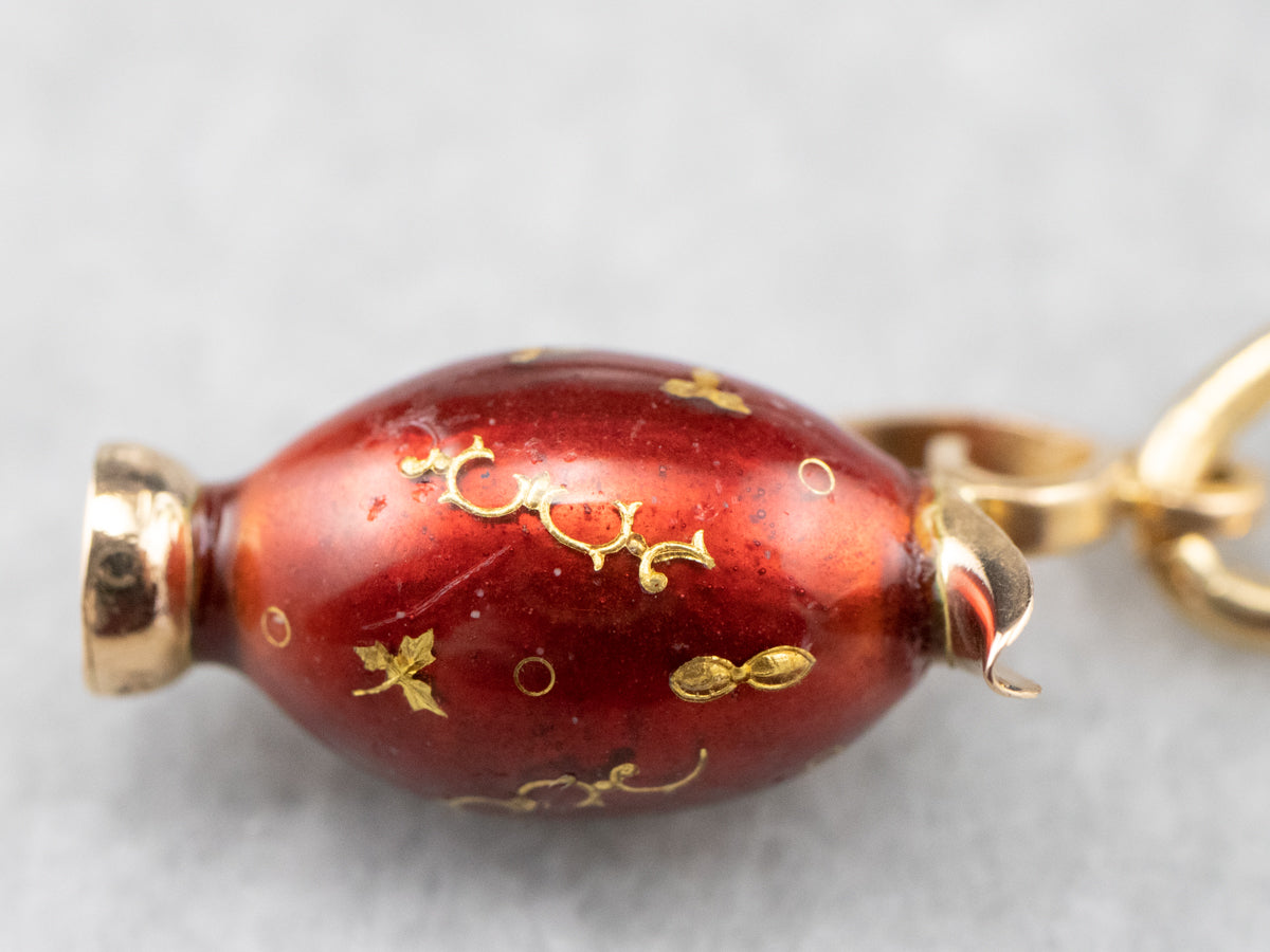 Ornate Red Enamel and Gold Vase Charm