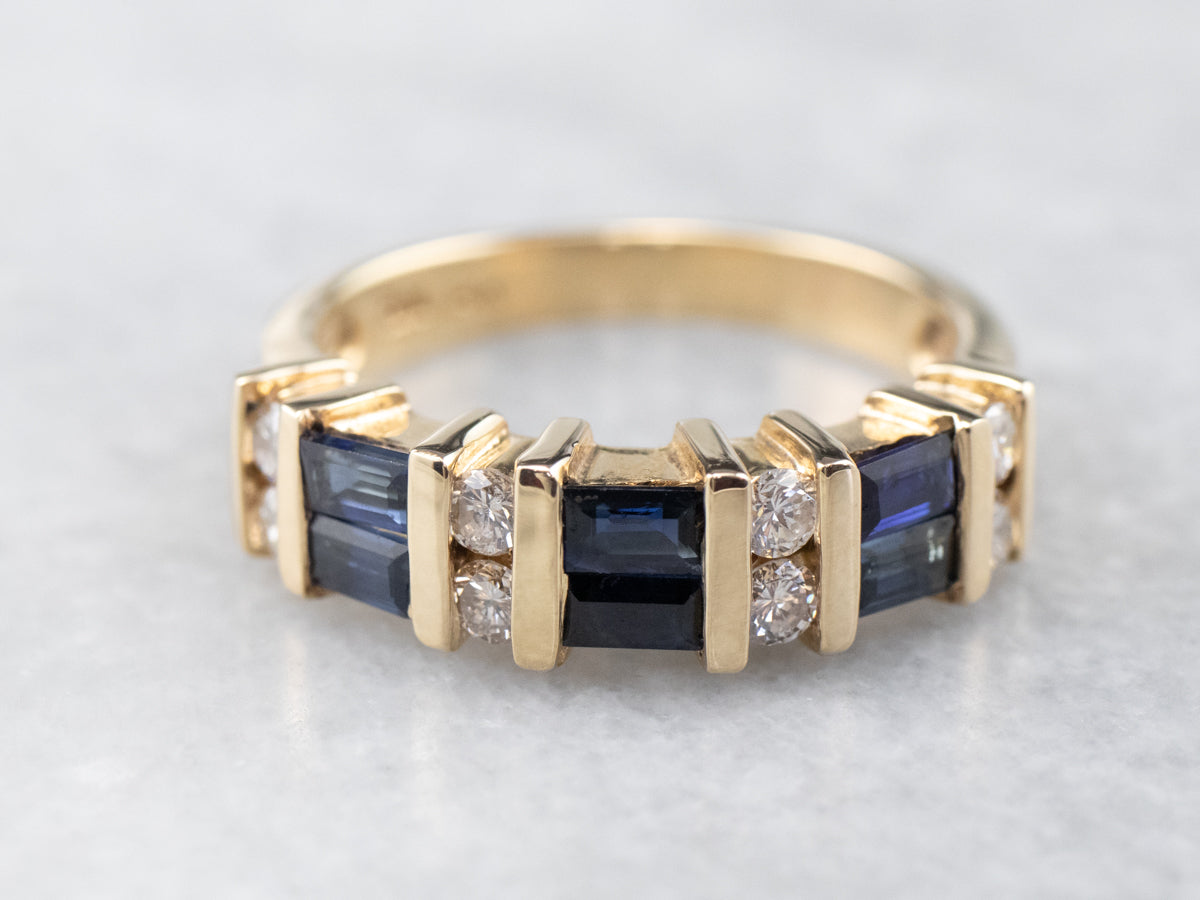 Baguette Sapphire and Diamond Band