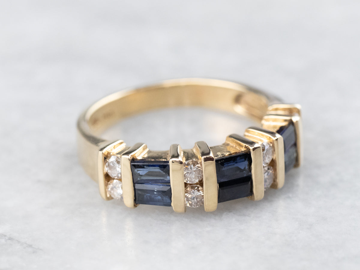 Baguette Sapphire and Diamond Band
