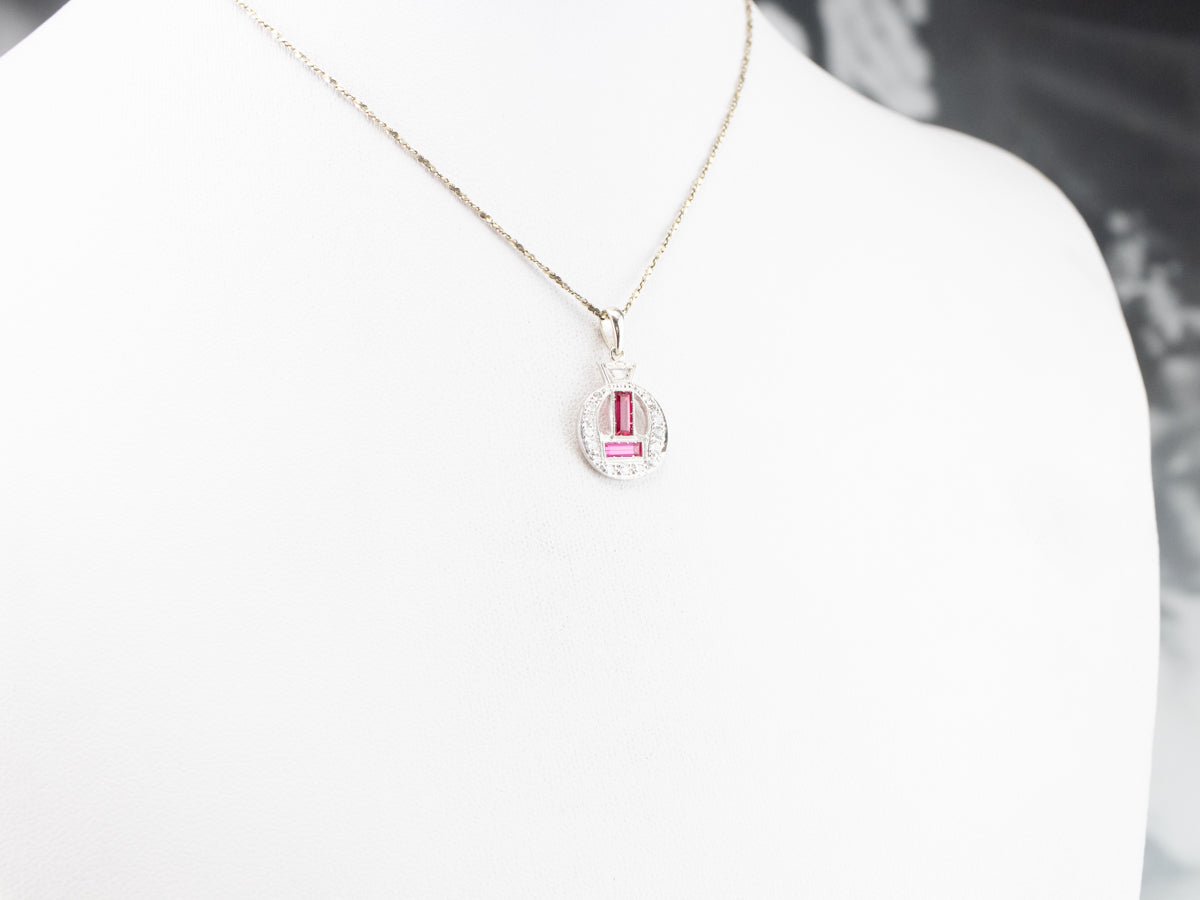 Art Deco Synthetic Ruby and Diamond Pendant