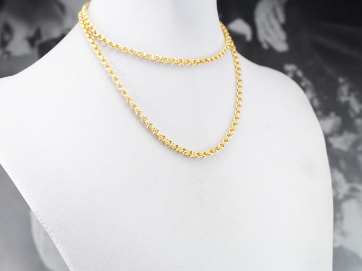 Long 18K Yellow Gold Rolo Chain