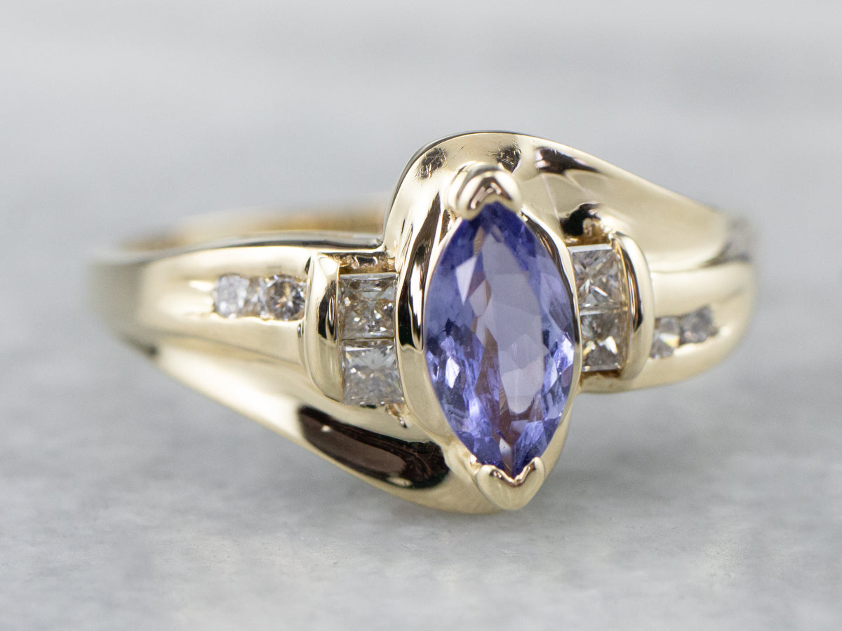 Marquise Tanzanite and Diamond Ring