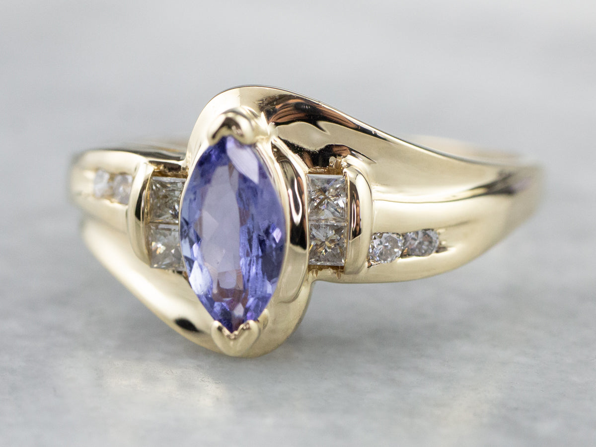 Marquise Tanzanite and Diamond Ring