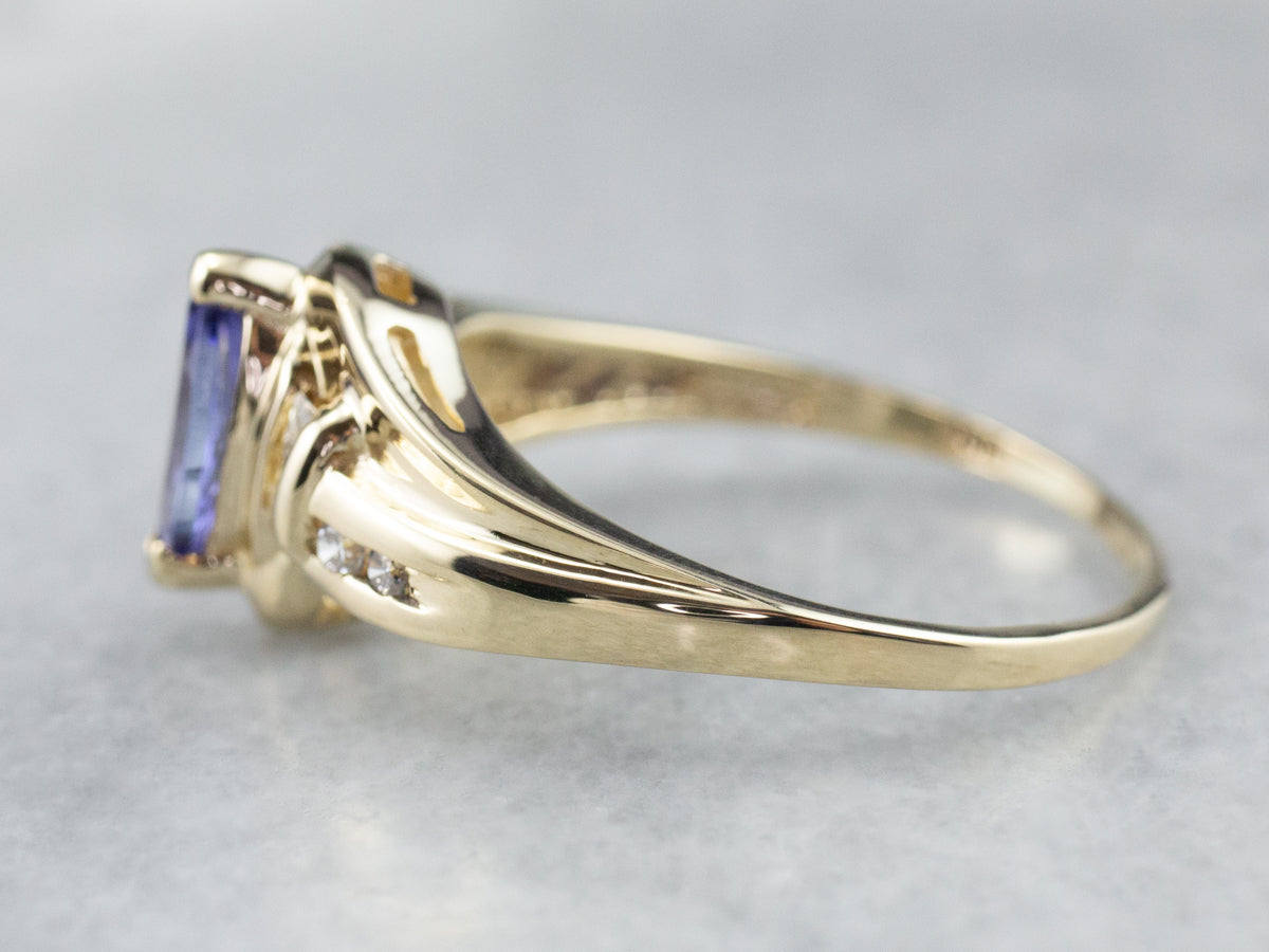 Marquise Tanzanite and Diamond Ring