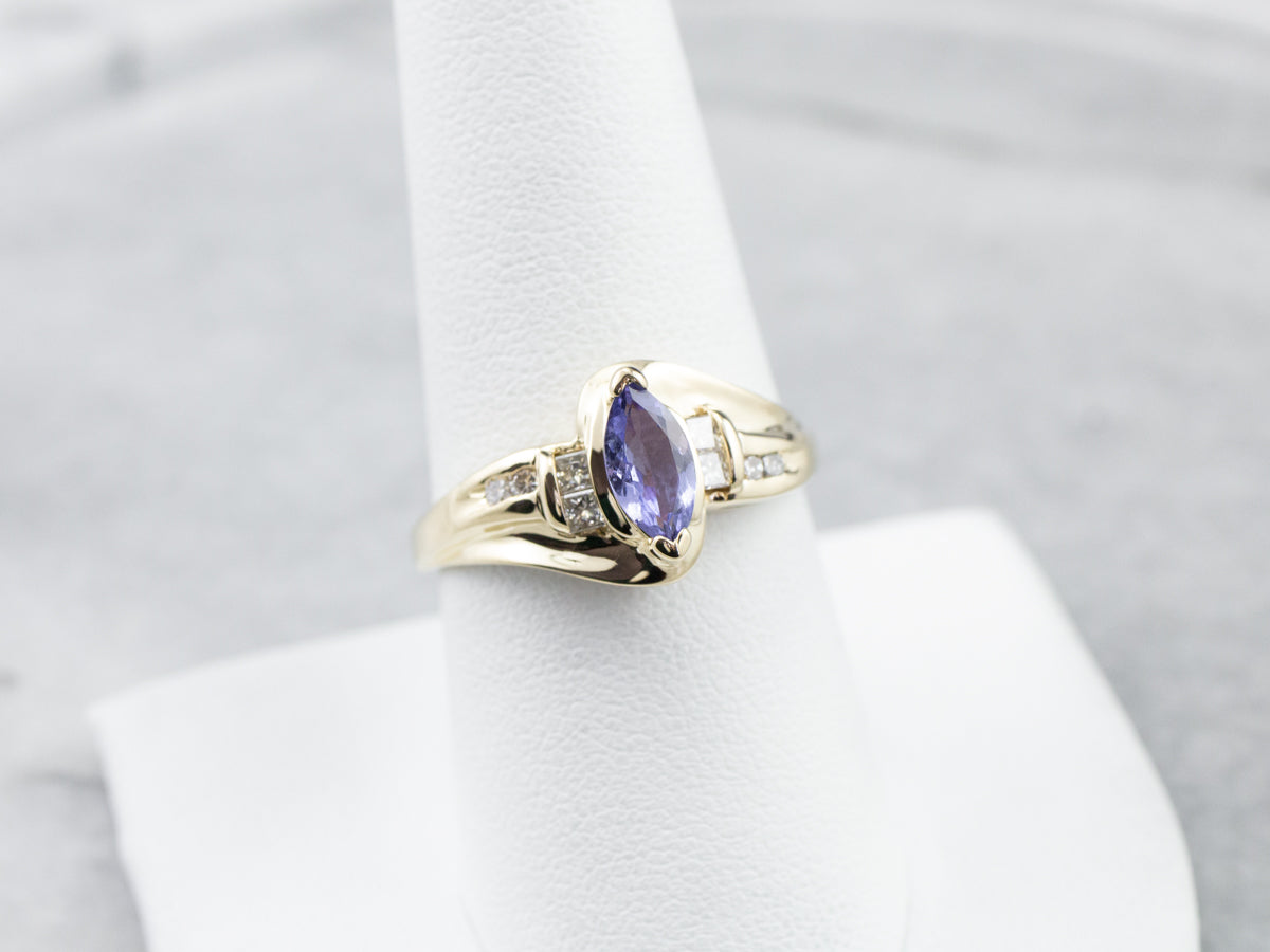 Marquise Tanzanite and Diamond Ring