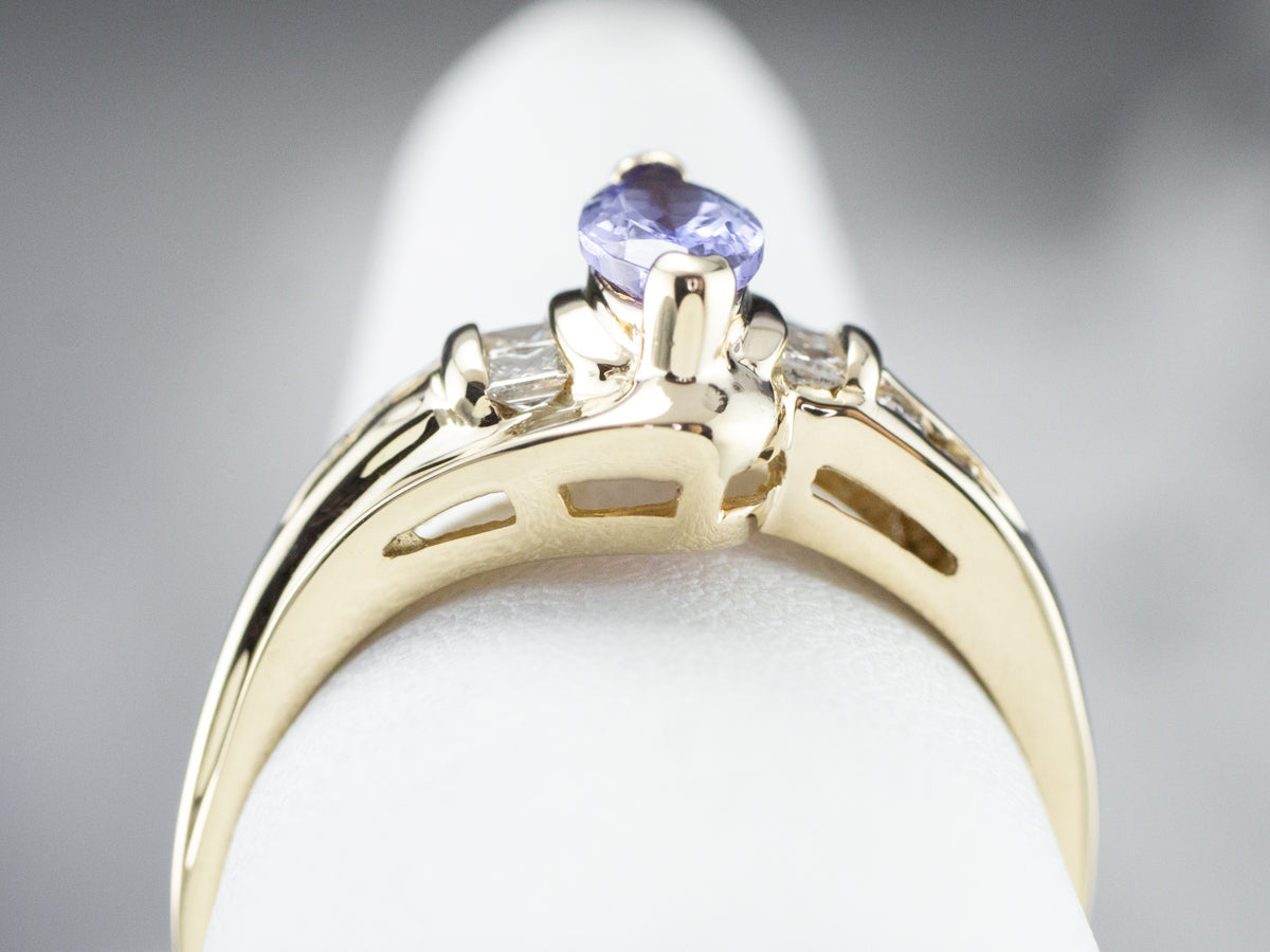Marquise Tanzanite and Diamond Ring