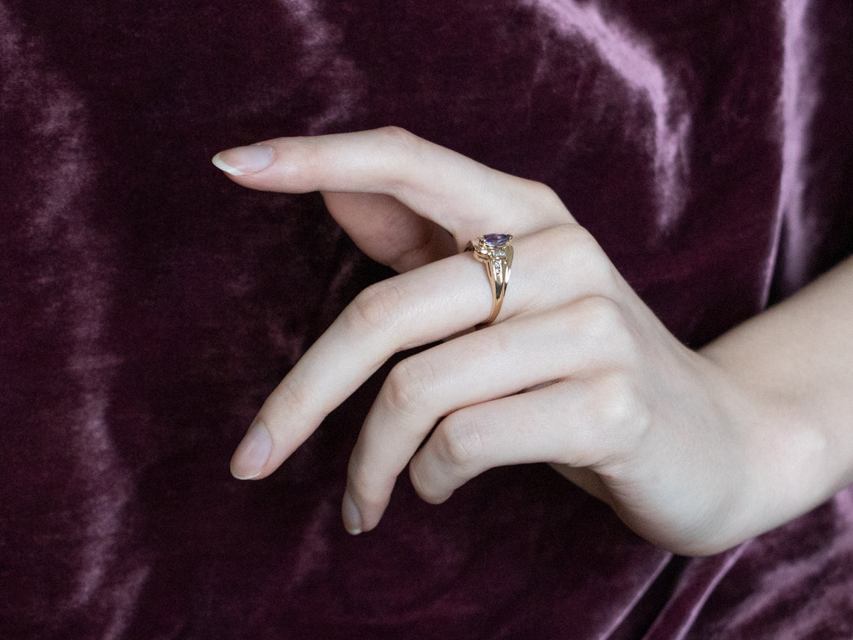 Marquise Tanzanite and Diamond Ring