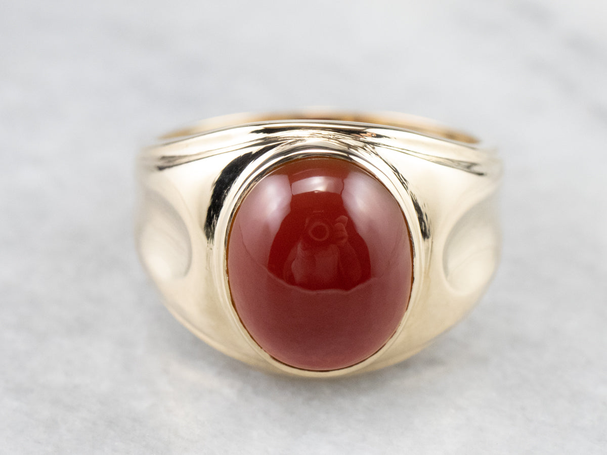 Retro Era Men's Carnelian Gold Ring