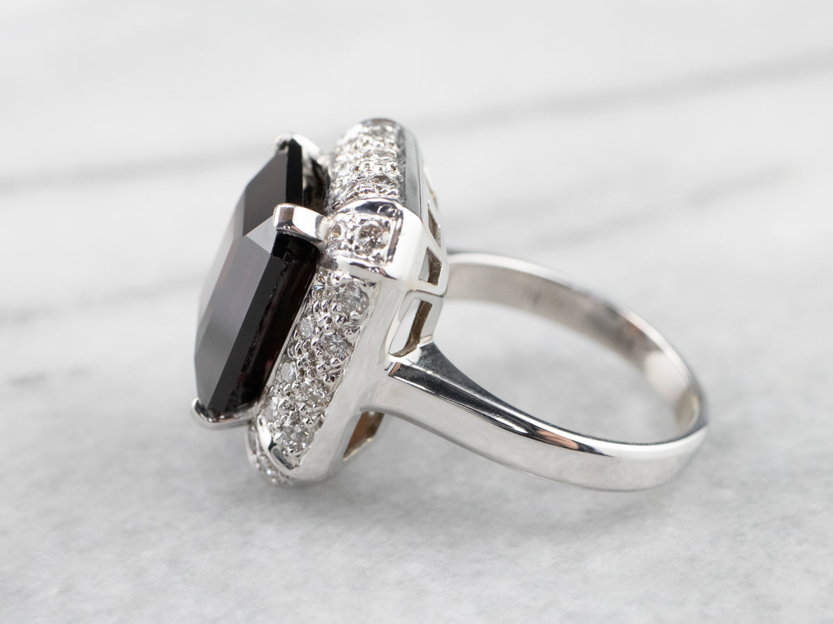 Pyrope Garnet and Diamond Halo Cocktail Ring