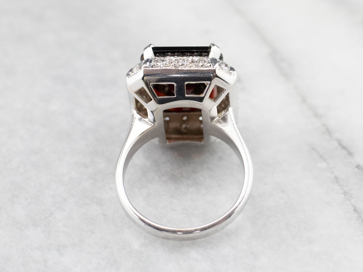 Pyrope Garnet and Diamond Halo Cocktail Ring