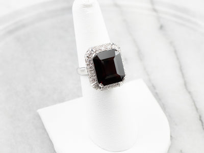 Pyrope Garnet and Diamond Halo Cocktail Ring