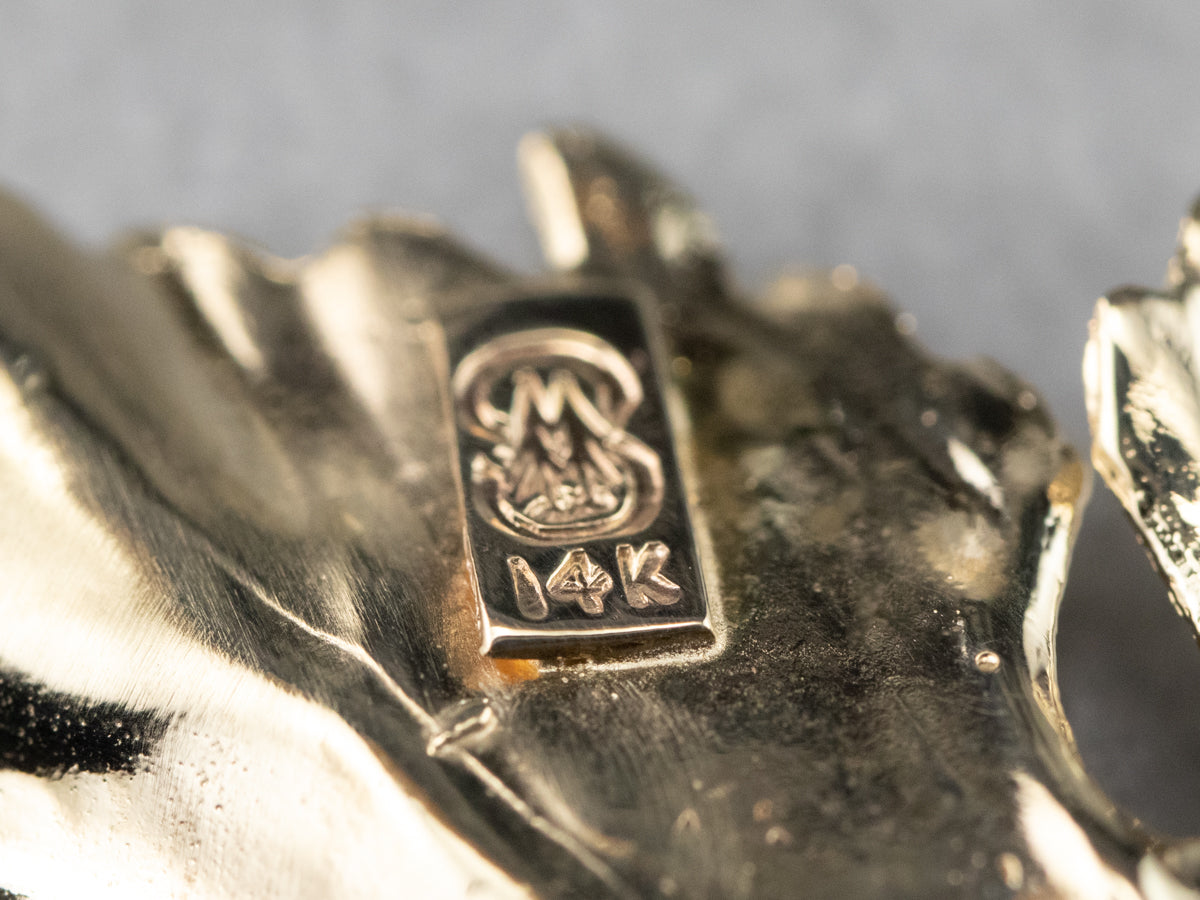 Yellow Gold Ruby Grape Leaf Pendant