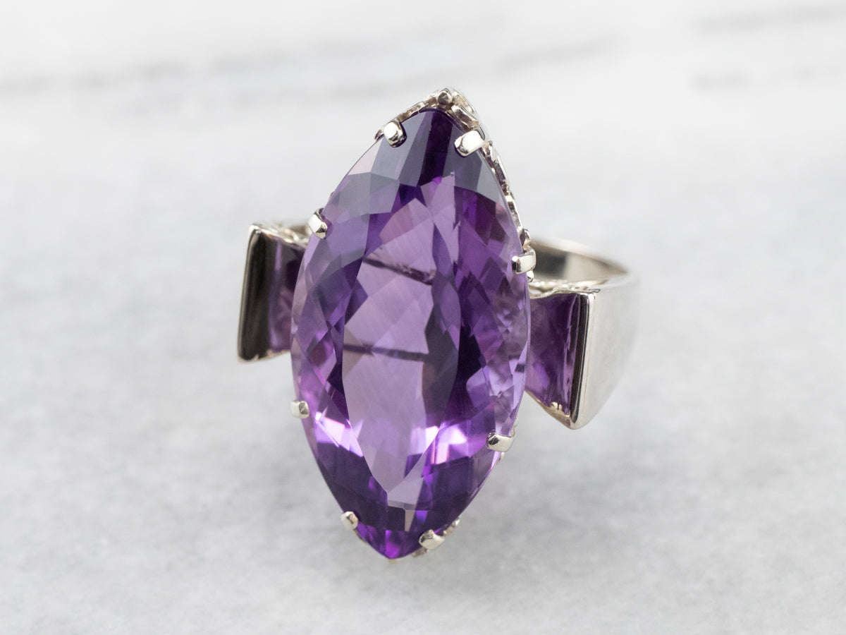 Marquise Cut Amethyst Cocktail Ring