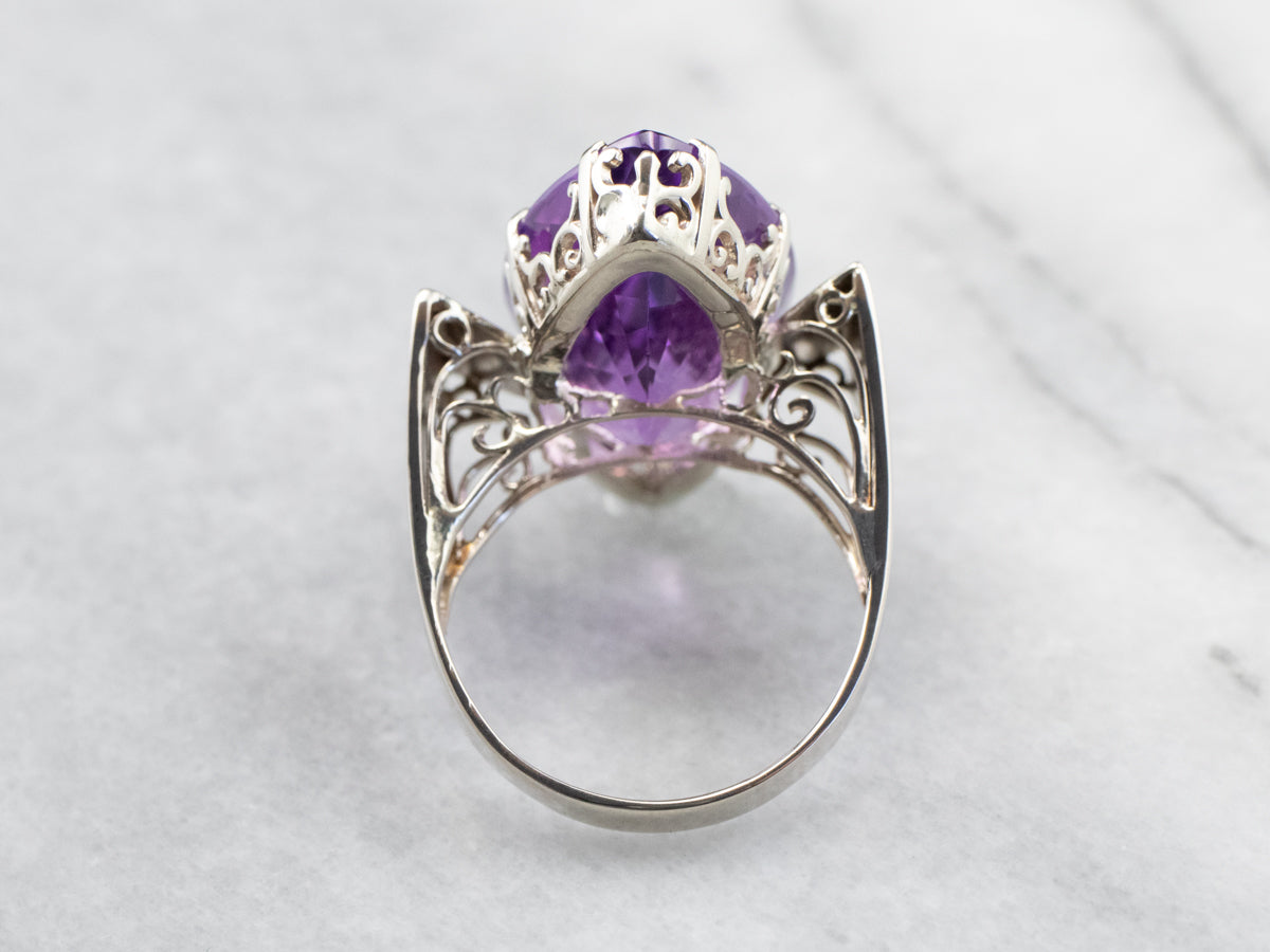 Marquise Cut Amethyst Cocktail Ring
