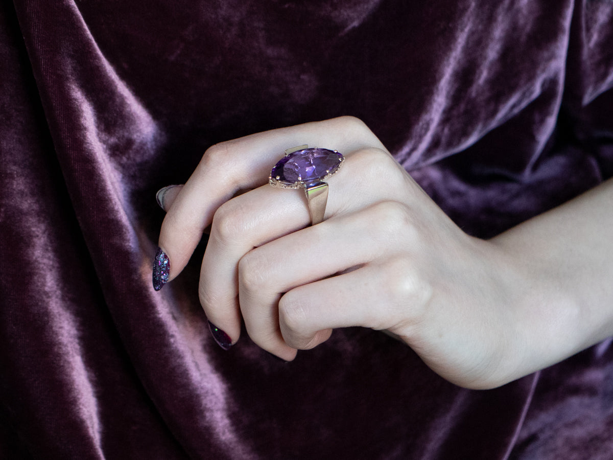 Marquise Cut Amethyst Cocktail Ring