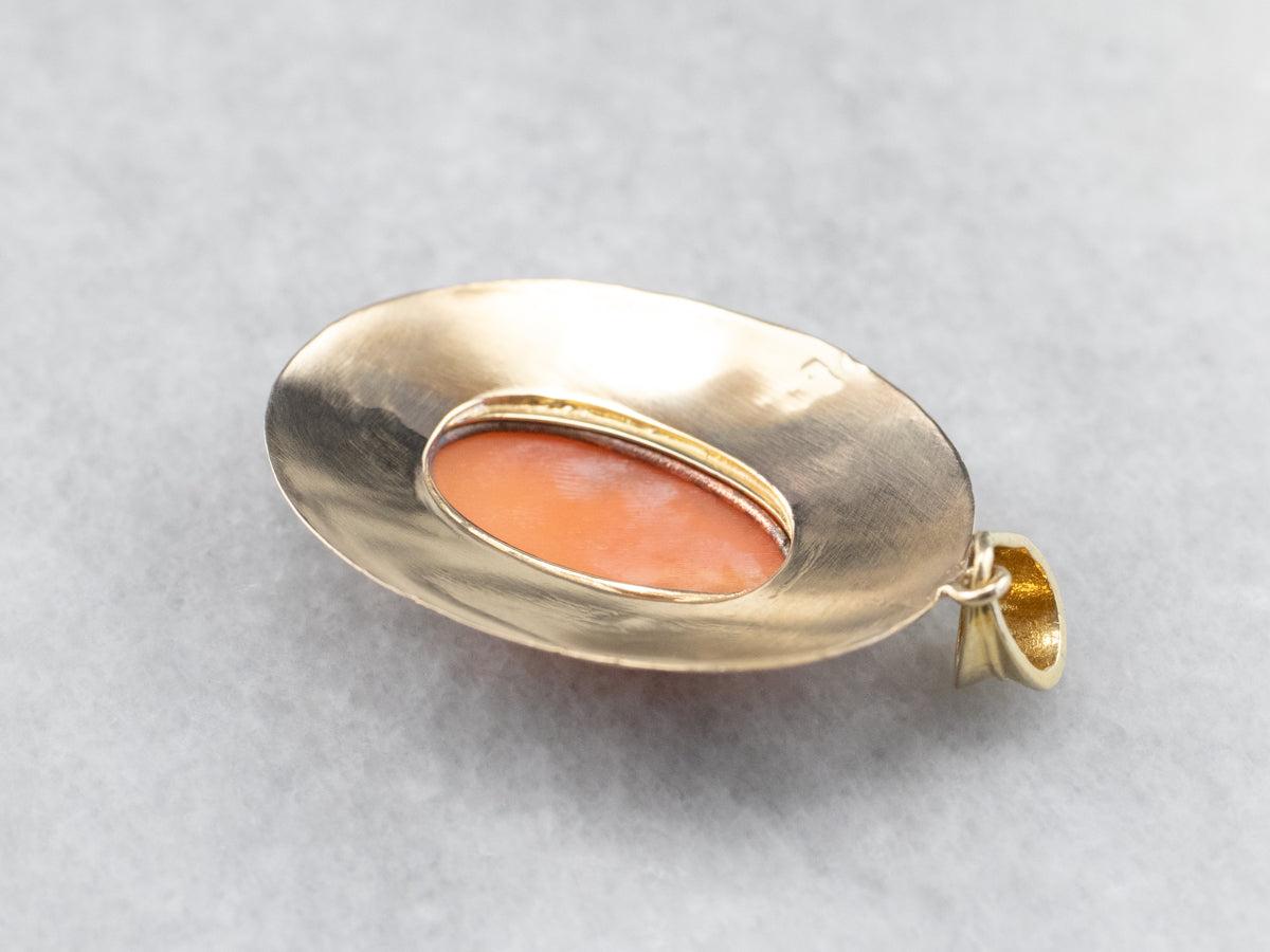 Gold Mid Century Cameo Pendant