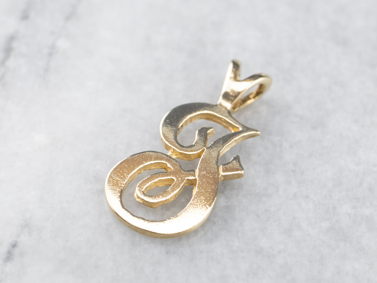 Gold Cursive Letter "F" Pendant