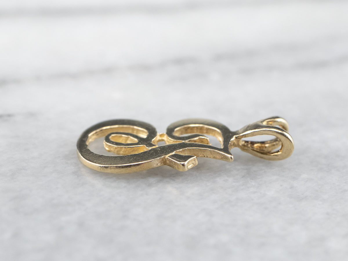 Gold Cursive Letter "F" Pendant